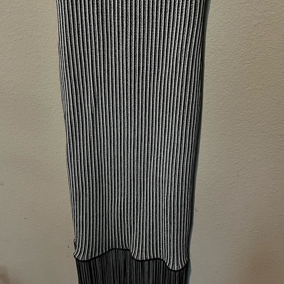 Rehab Lab Black & White Striped Sleeveless Bodycon Dress Size Large Tassels - Picture 10 of 10